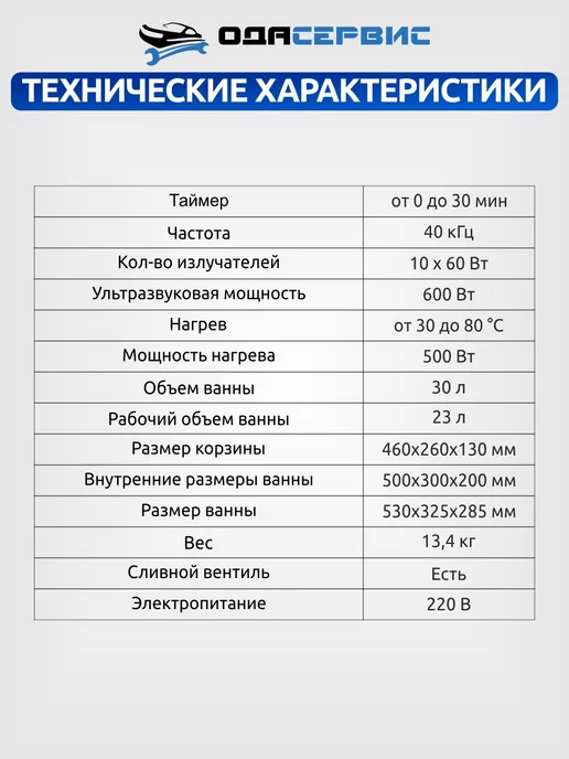 ОДА Сервис Ультразвуковая ванна 30 литров ODA-MH280, 28 л, фото 7