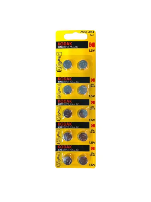 KODAK Батарейки AG13 LR44 А76 357A алкалиновые дисковые 1.5V, 10шт, 10 шт, фото 2