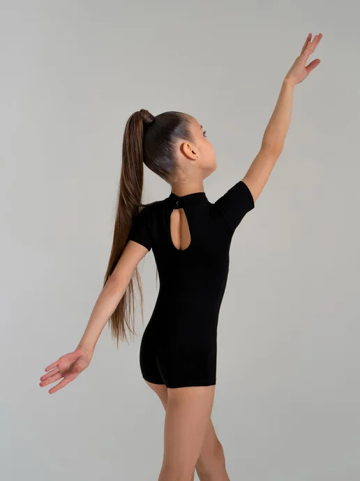 Grace Dance Купальник гимнастический с шортами, черный, фото 7