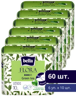 Прокладки женские FLORA зеленый чай, 10 шт. х 6 уп BELLA 32921561 купить за 384 ₽ в интернет-магазине Wildberries