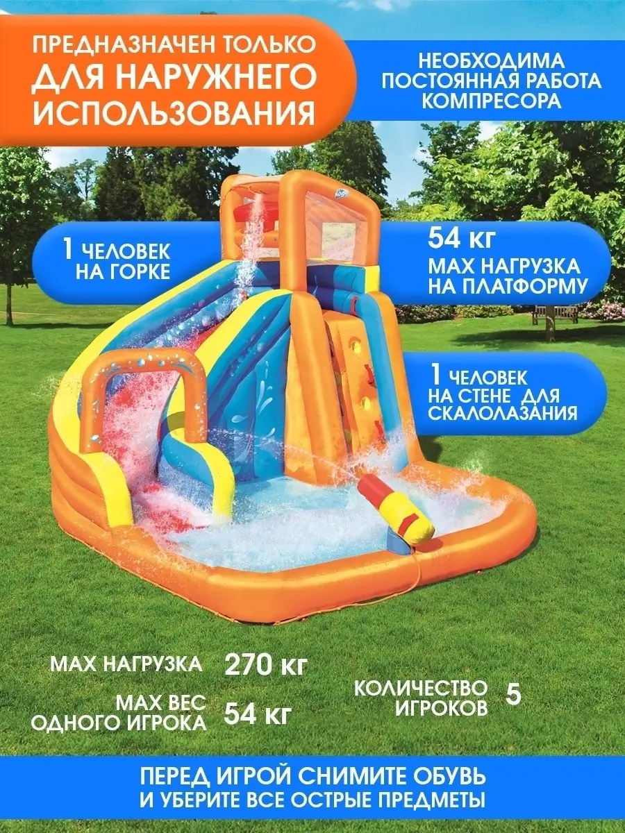 Аквапарк надувной тканевый Turbo Splash Bestway H2O GO! 32976031 купить в  интернет-магазине Wildberries