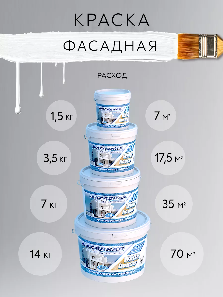 Краска фасадная акриловая 14кг White_house 33069151 купить за 2 494 ₽ в  интернет-магазине Wildberries