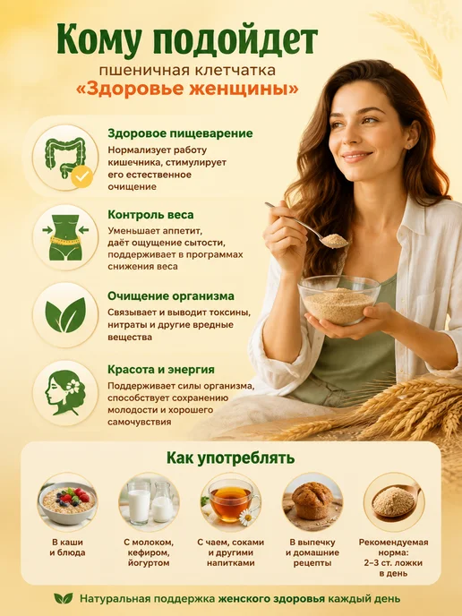СибТар Клетчатка пшеничная для женщин 180 г, 180 г, фото 2