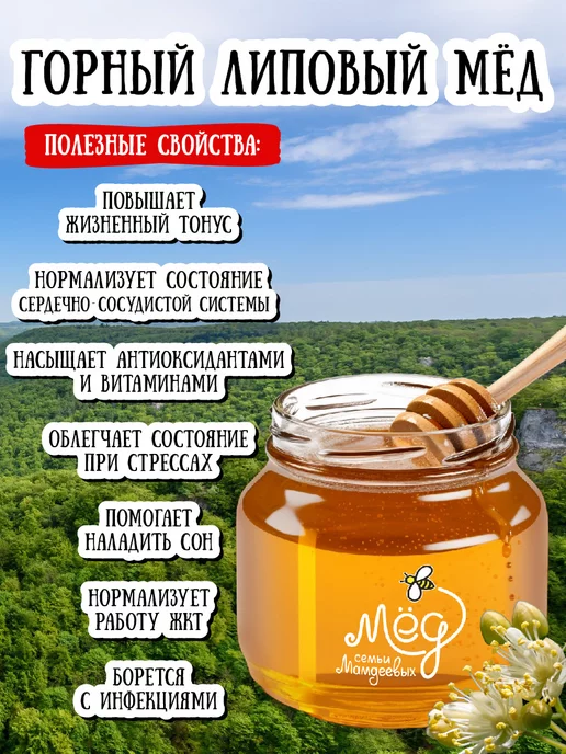 Мёд семьи Мамдеевых Горный липовый натуральный мед, сладости, подарок, вариант, фото 5