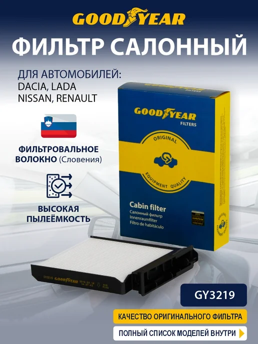 Goodyear Фильтр салонный автомобильный для NISSAN, RENAULT, RENAULT