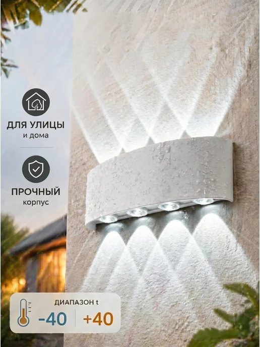 POLAXSTYLE Светильник настенный бра фасадный для улицы, белый, фото 2