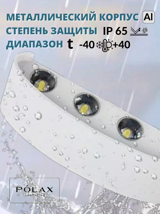 POLAXSTYLE Светильник настенный бра фасадный для улицы, белый, фото 7