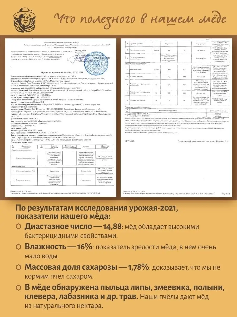 Правильный (цветочный) мёд с Башкирии вековая пасека 33294699 купить в  интернет-магазине Wildberries