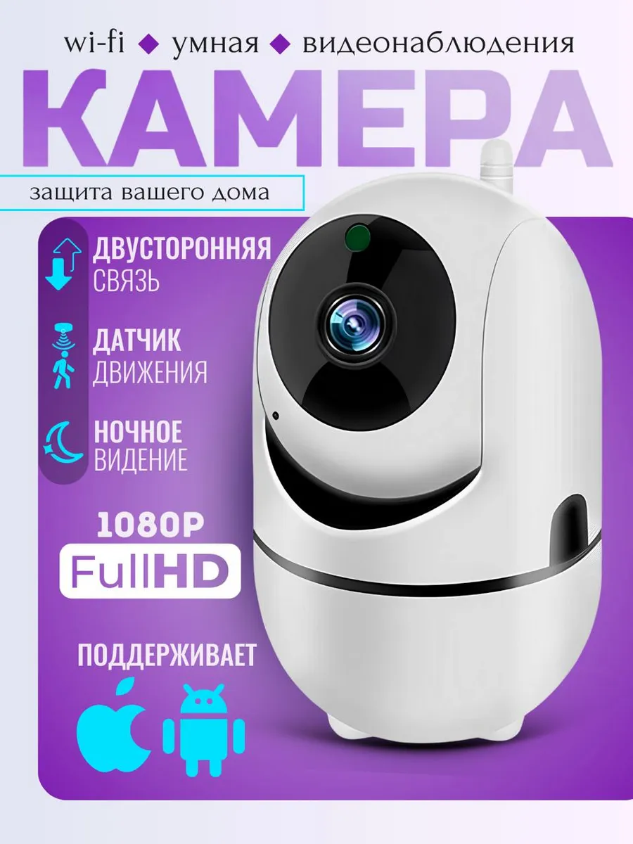 Беспроводная поворотная Wi-Fi камера видеонаблюдения