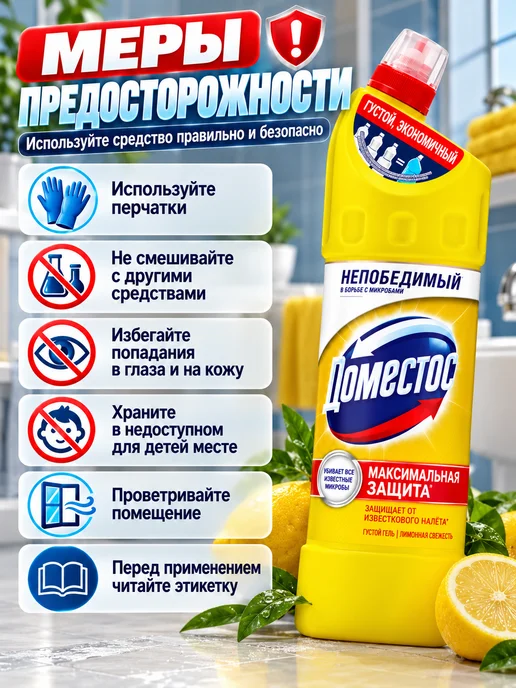 Доместос Средство для унитаза 1л, 1 л, фото 5
