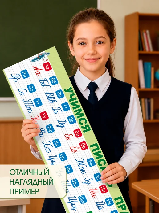 ТМ открытая планета Плакат лента букв пишем правильно для начальной школы, зеленый, фото 5