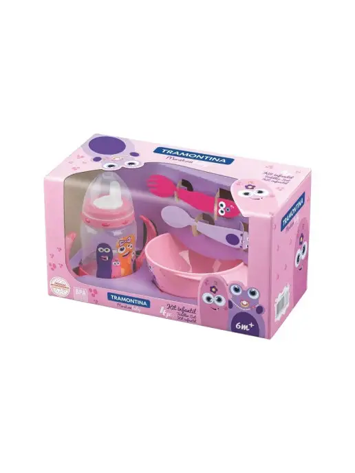 TRAMONTINA Набор для кормления малыша Monsterbaby, 4 пр, розовый, фото 8