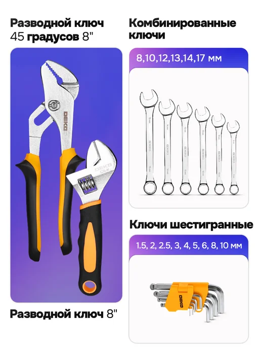 DEKO Набор инструментов для дома DKMT168 (168шт.), 168 шт, фото 6
