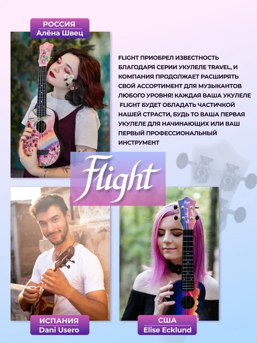 Flight Укулеле сопрано TUS ALYONA SHVETZ с чехлом, вариант, фото 7