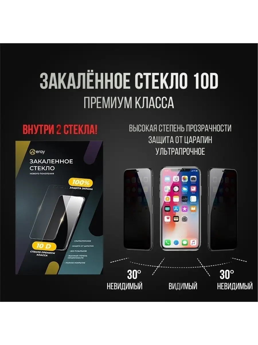 Стекло Антишпион 10D для iPhone 12 Pro Max. Комплект 2 шт. ERAY 33493171  купить за 229 ₽ в интернет-магазине Wildberries