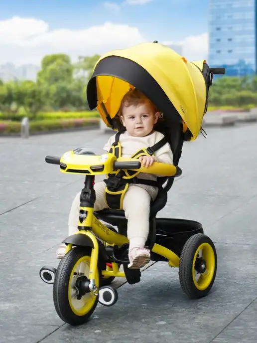 Nuovita Велосипед трехколесный детский Bamzione B2 с ручкой, черный