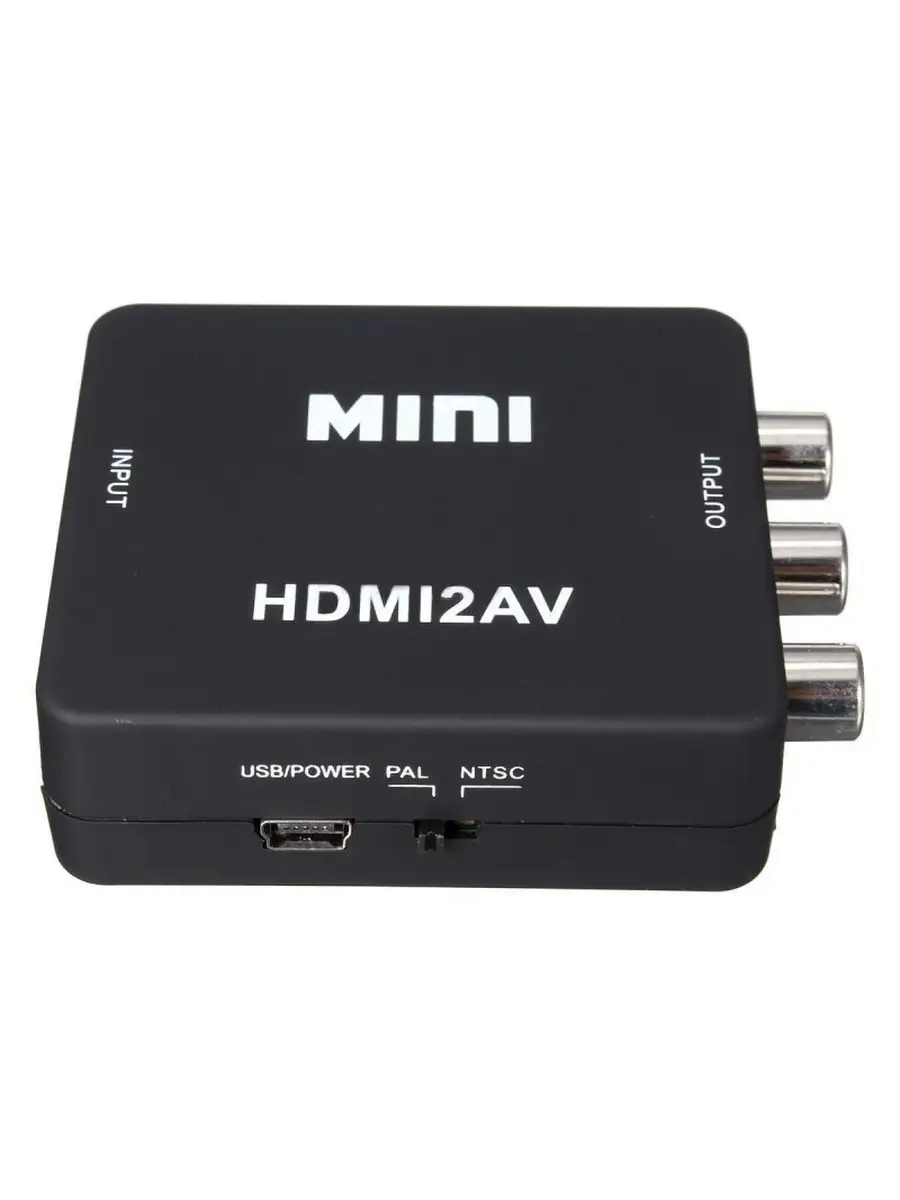 Адаптер - переходник, конвертер изображения с HDMI на AV (3 RCA, тюльпан) с  кабелем питания Palmexx 33560308 купить в интернет-магазине Wildberries