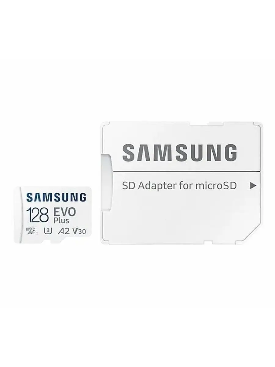 Карта памяти MicroSD 128GB Class 10 Evo Plus U3 + SD адаптер Samsung  33639621 купить за 1 589 ₽ в интернет-магазине Wildberries