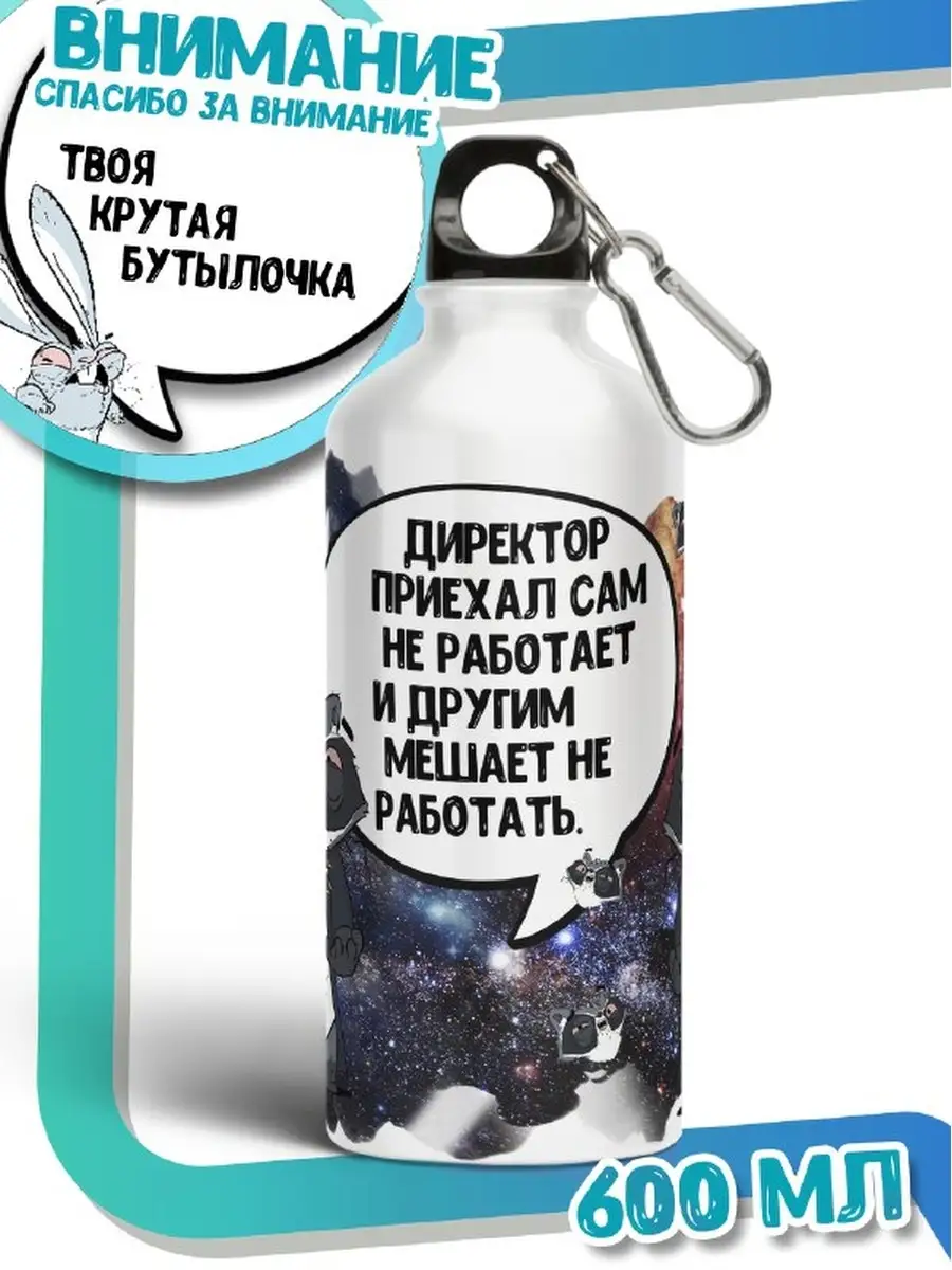 Бутылка для воды Енот Толик &laquo;Директор&raquo; с приколом