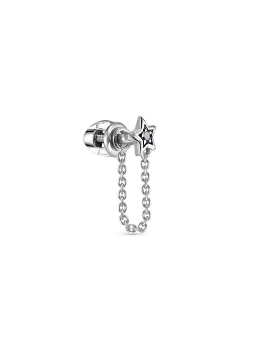 Vesna jewelry Лабрет в ухо пирсинг белое золото 585 звезда, белый, фото 5
