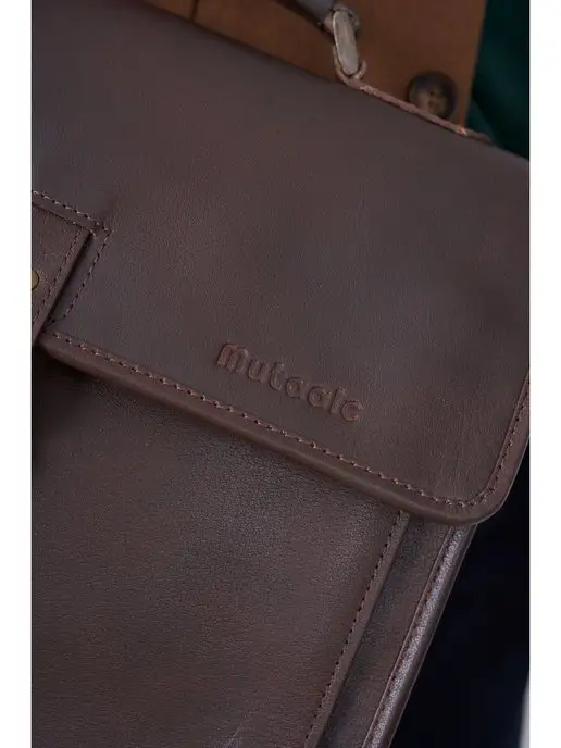 Mutaale портфель кожаный мужской для документов, коричневый, фото 8