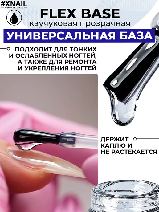 XNAIL PROFESSIONAL База для ногтей прозрачная самовыравнивающаяся каучуковая, белый, фото 7