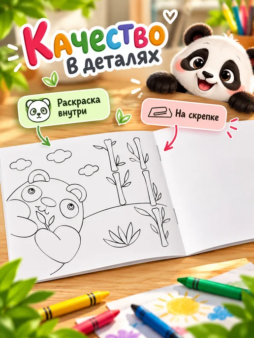 КАЛЯКА-МАЛЯКА Альбом для рисования на скрепке А4 40 листов с раскраской, вариант, фото 2