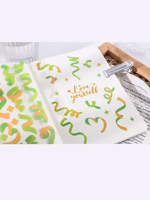 #ЛАКШЕРИ Наклейки-ленточки для планера и ежедневника, 1 лист, зеленый, фото 5