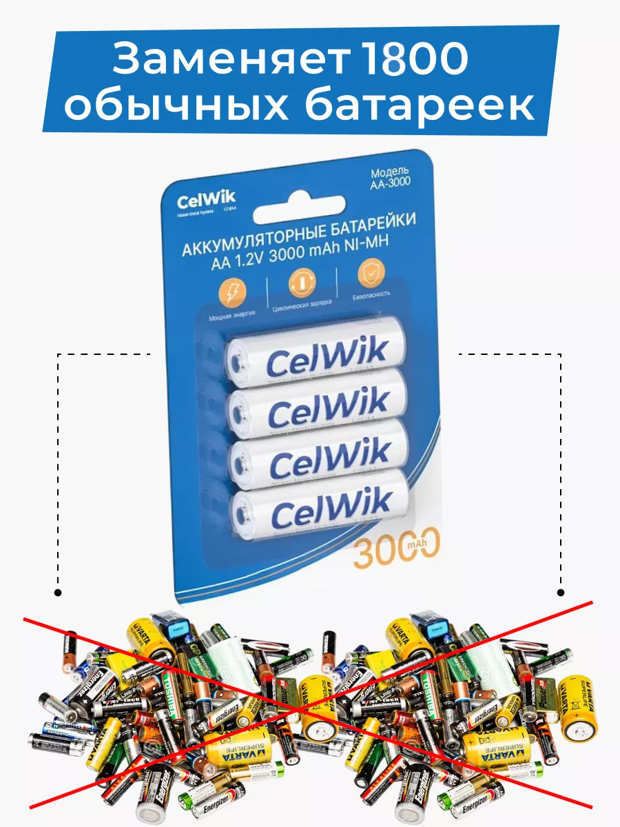 Батарейки аккумуляторные пальчиковые аа 4 шт CelWik 34010973 купить за 715  ₽ в интернет-магазине Wildberries