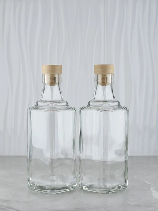 KHome Бутылка стеклянная Куб, с пробкой, 700 мл, 2 шт, 500 мл, 2 шт, фото 4