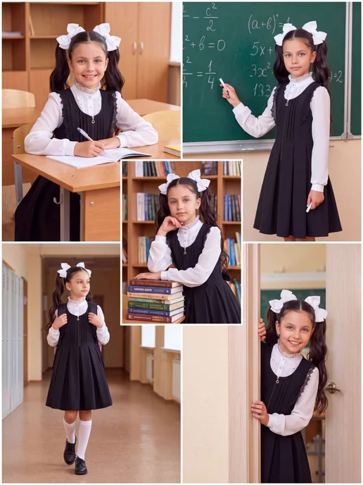Стильные непоседы Школьный сарафан синий, синий, фото 3