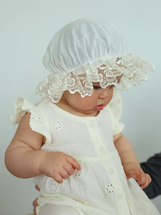 Little Star Капор крестильный для малышей, бежевый, фото 2