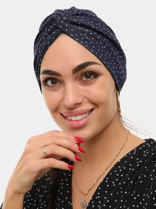 HALVA Чалма на голову, тюрбан готовый мусульманский платок, синий, фото 3