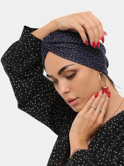 HALVA Чалма на голову, тюрбан готовый мусульманский платок, синий, фото 7