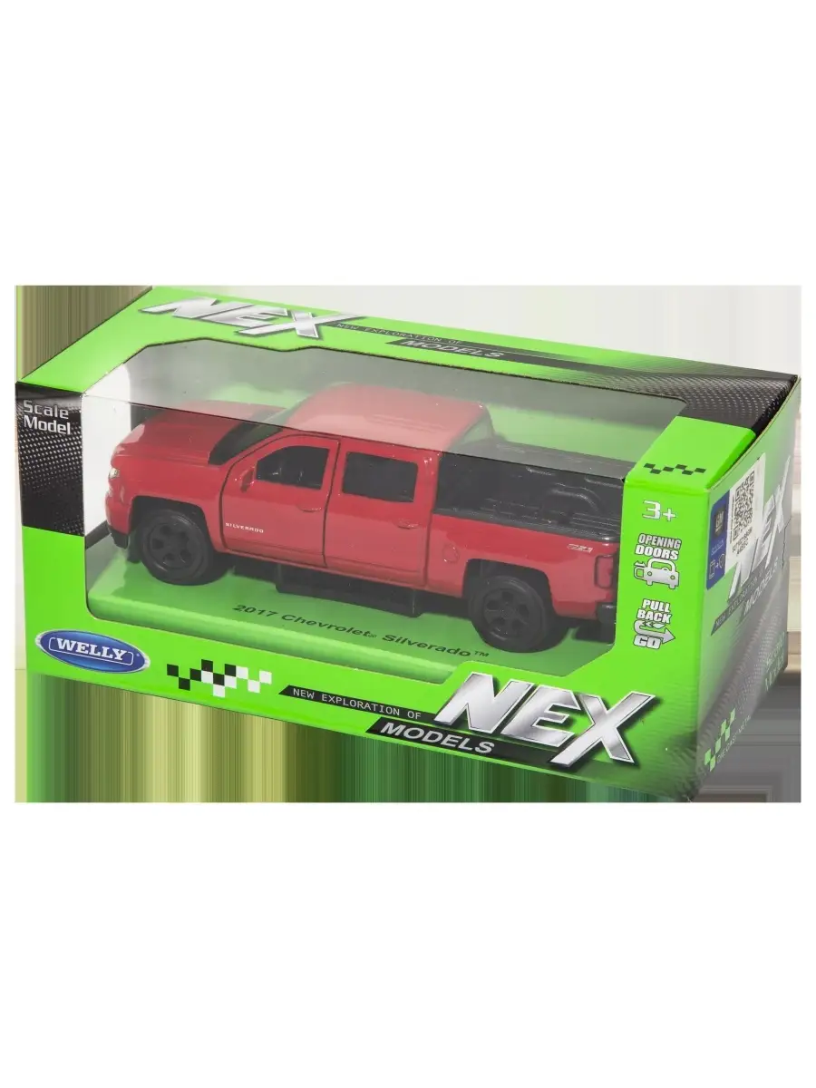 Модель машины Chevrolet Silverado 1:32, красный WELLY 34056140 купить в  интернет-магазине Wildberries