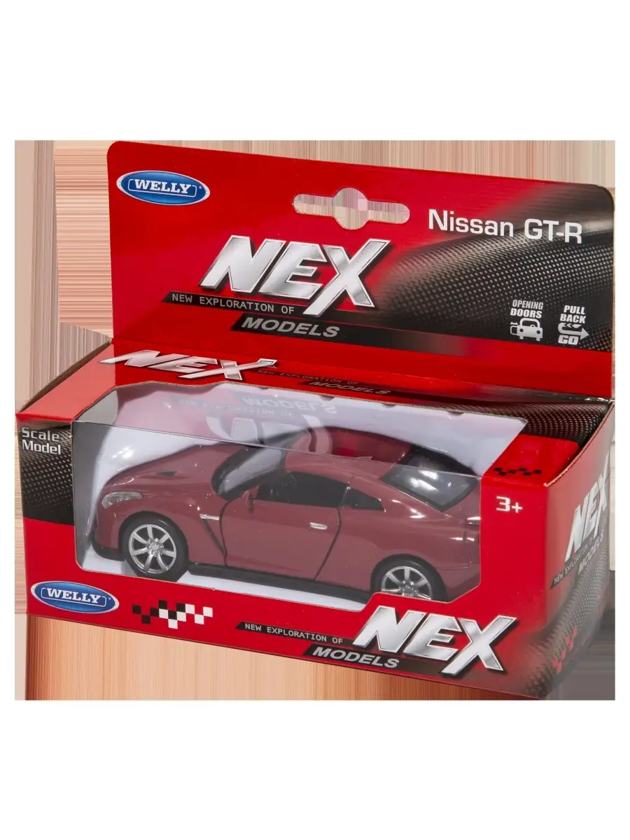 Модель машины 1:34-39 Nissan GTR, красный WELLY 34060198 купить в  интернет-магазине Wildberries