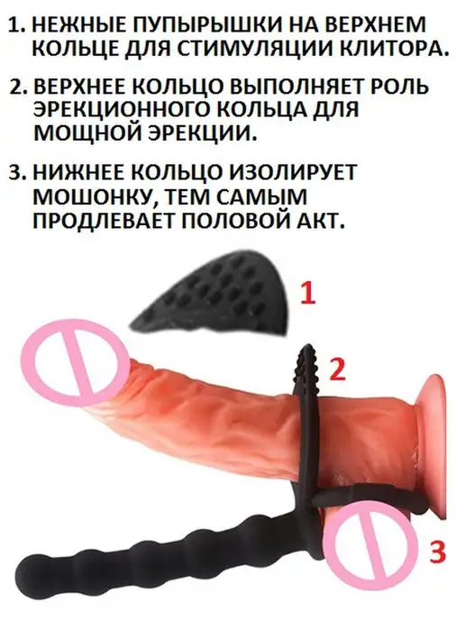 ALPHA MALE Насадка на пенис член двойное проникновение секс игрушка, черный, фото 3