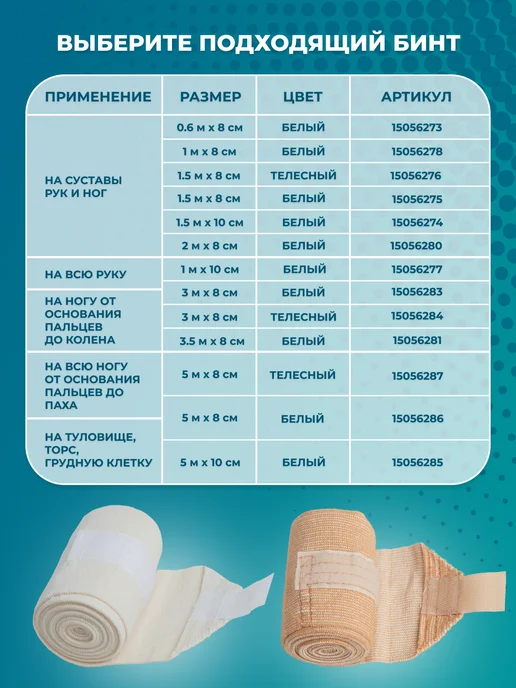 унга Эластичный медицинский бинт 1,5 м x 8 см, 1,5 м, фото 4
