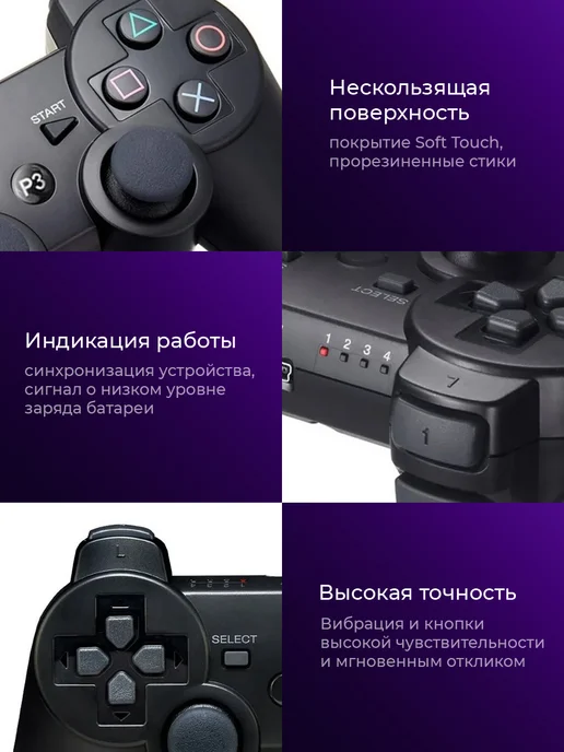 Playstation Геймпад для пк беспроводной PS3, черный, фото 4