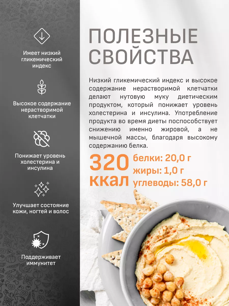 Нутовая мука, 500 г Polezzno 34260927 купить в интернет-магазине Wildberries