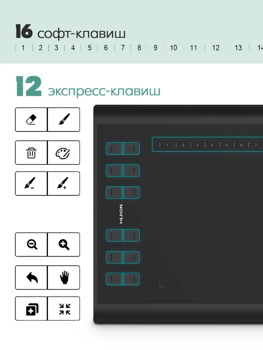 Huion Графический планшет для рисования на компьютере с уроками, вариант, фото 5