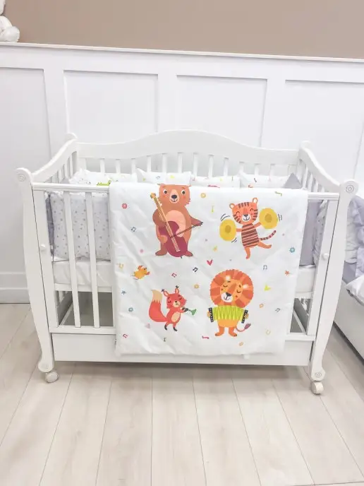 Happy Family Studio Комплект бортиков в кроватку "Музыканты", серый, фото 3