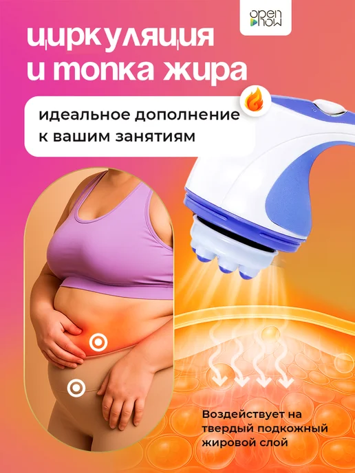 Open Now Массажер для тела антицеллюлитный, для похудения, голубой, фото 5