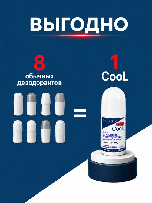 Favor Style Дезодорант - Антиперспирант COOL Strong 7дней 50 мл, 50 мл, фото 4