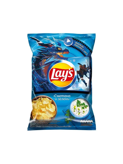 Lays Чипсы сметана зелень, зеленый