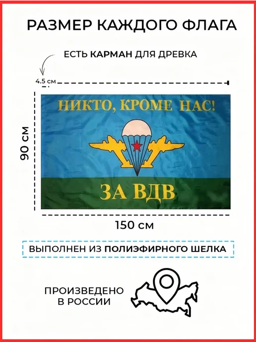 десантник Флаг ВДВ 90*150 уличный двухсторонний плотный, 90x150, фото 2