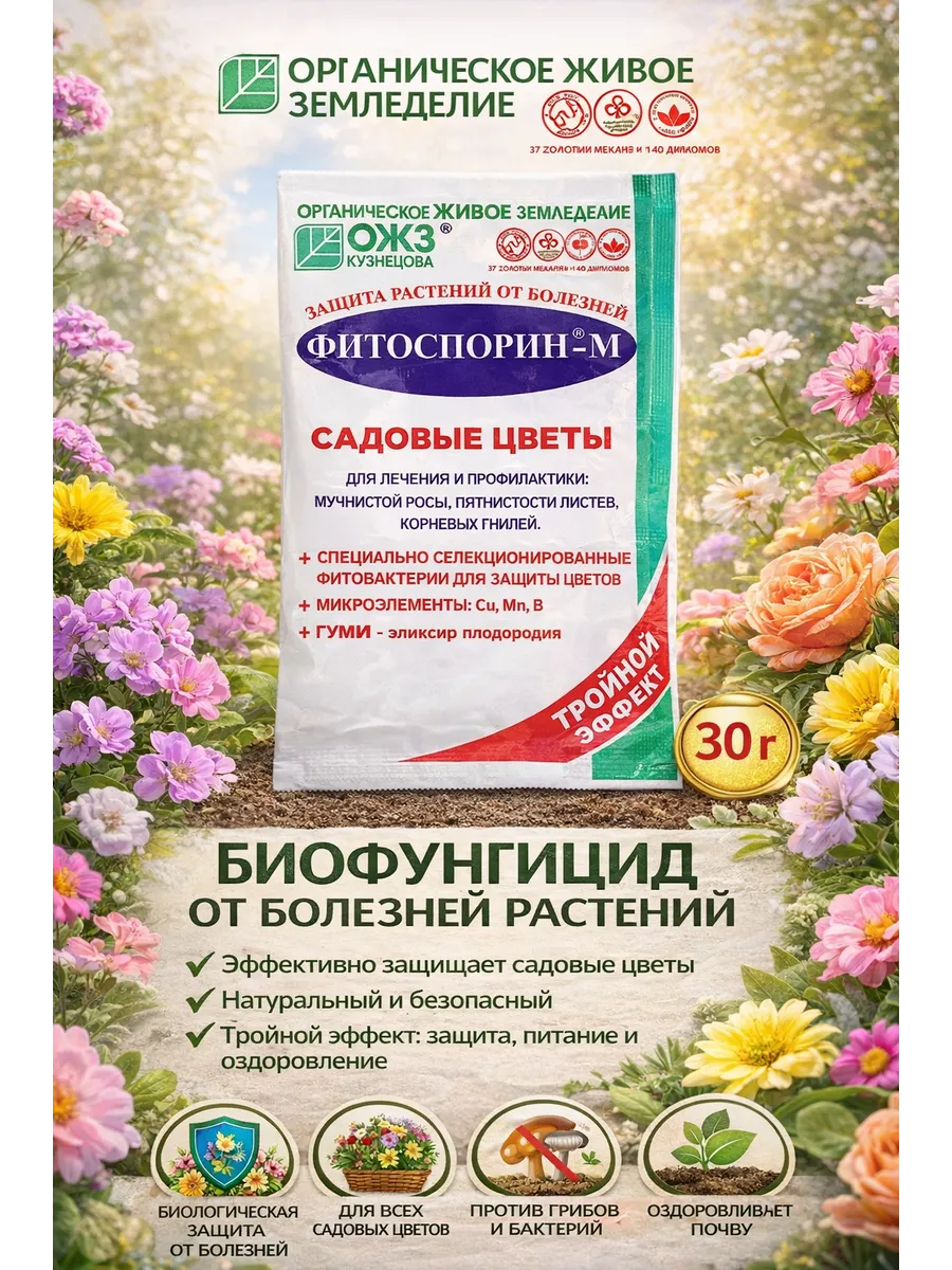 Фитоспорн-М, Садовые цветы, Биофунгицид, 30 гр