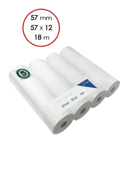 Lux-Paper Чековая лента 57 мм термолента для кассы 57х12мм 18м (12шт), 57x12 мм, 18 м