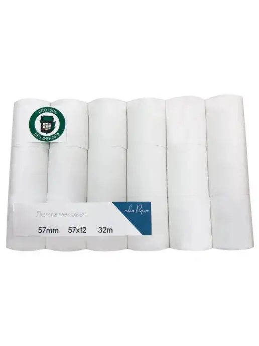 Lux-Paper Чековая лента термолента для кассы 57мм, 57х12 27м (18рул), 57x12, 32 м, фото 2