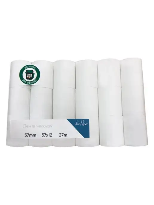 Lux-Paper Чековая лента термолента для кассы 57мм, 57х12 27м (18рул), 57x12, 27 м, фото 2